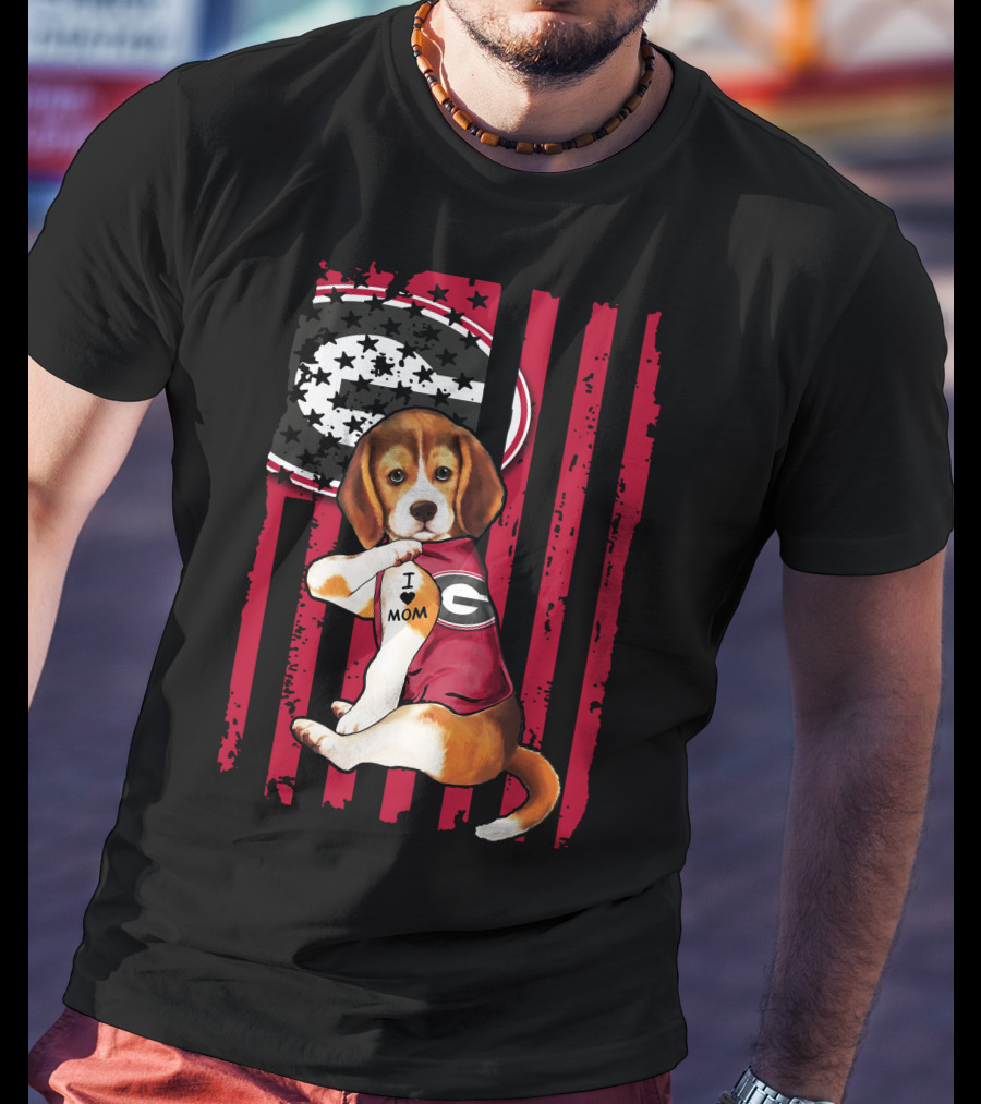 Beagle I Love Mom Georgia Bulldogs T-Shirt