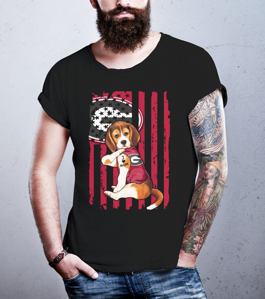 Beagle I Love Mom Georgia Bulldogs T-Shirt