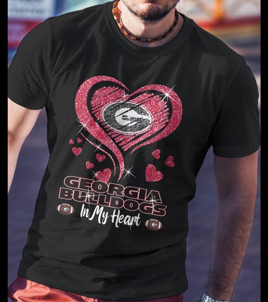 Georgia Bulldogs Glitter Heart In My Heart T-Shirt