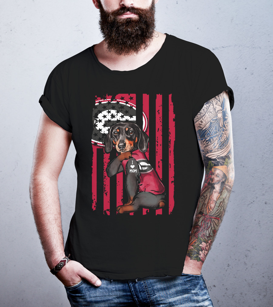 Dachshund Georgia Bulldogs I Love Mom T-Shirt
