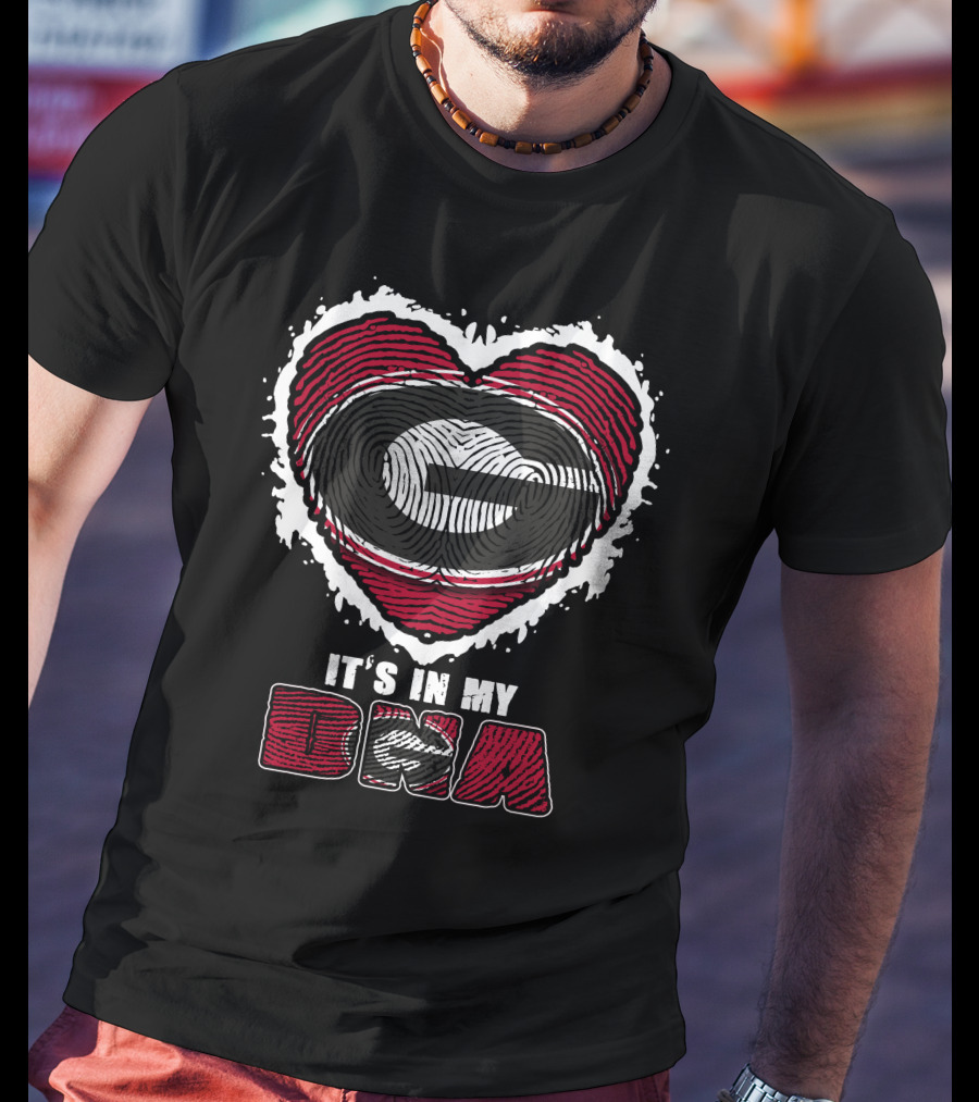 It's In My DNA Georgia Bulldogs Heart Fingerprint T-Shirt