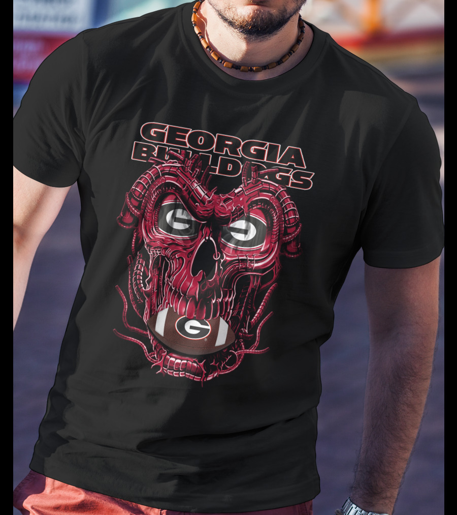 Georgia Bulldogs Dragonskull G Logo Football T-Shirt