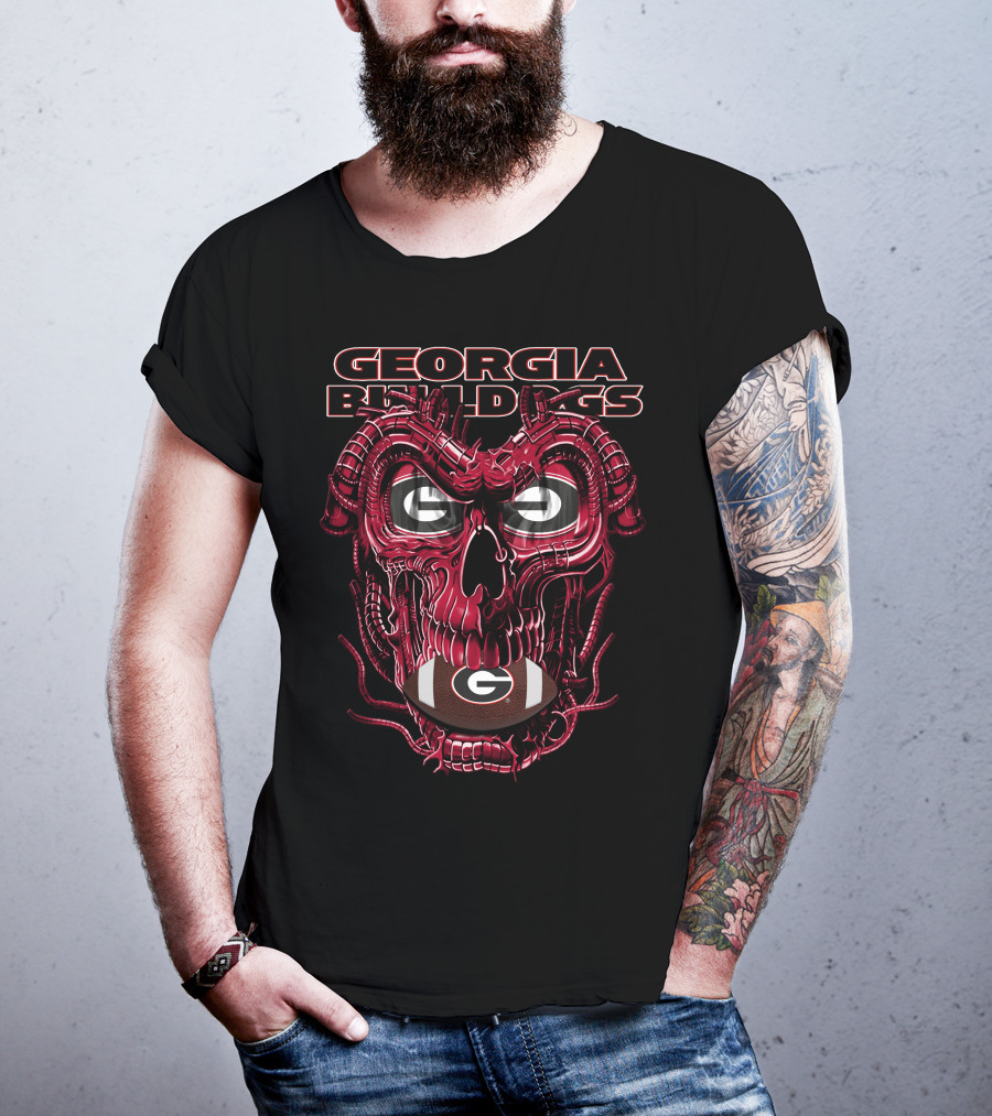 Georgia Bulldogs Dragonskull G Logo Football T-Shirt