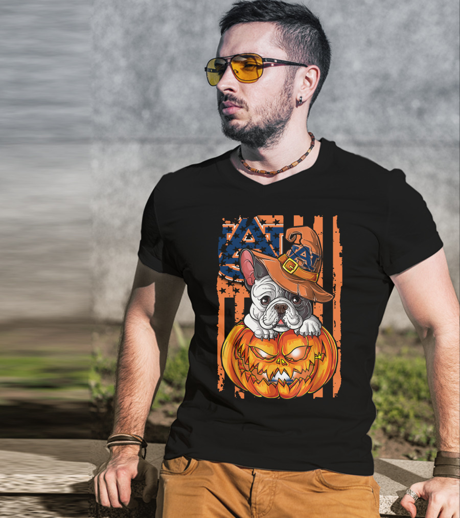 Auburn Tigers Bulldog Halloween Pumpkin T-Shirt