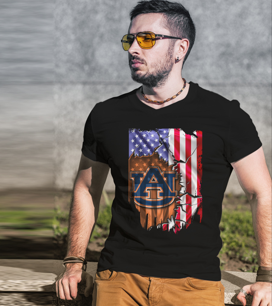 Auburn Tigers American Flag Rip T-Shirt