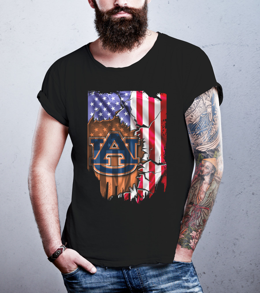 Auburn Tigers American Flag Rip T-Shirt