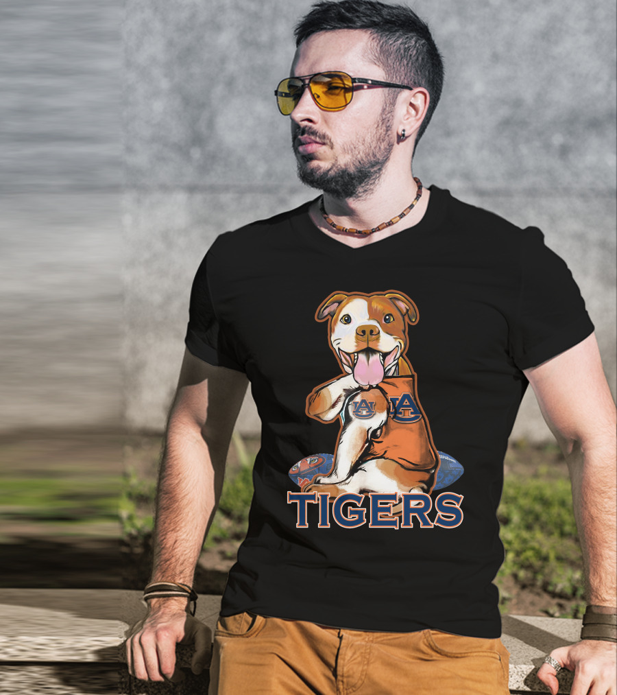 Pittbull Auburn Tigers AU Logo Football T-Shirt