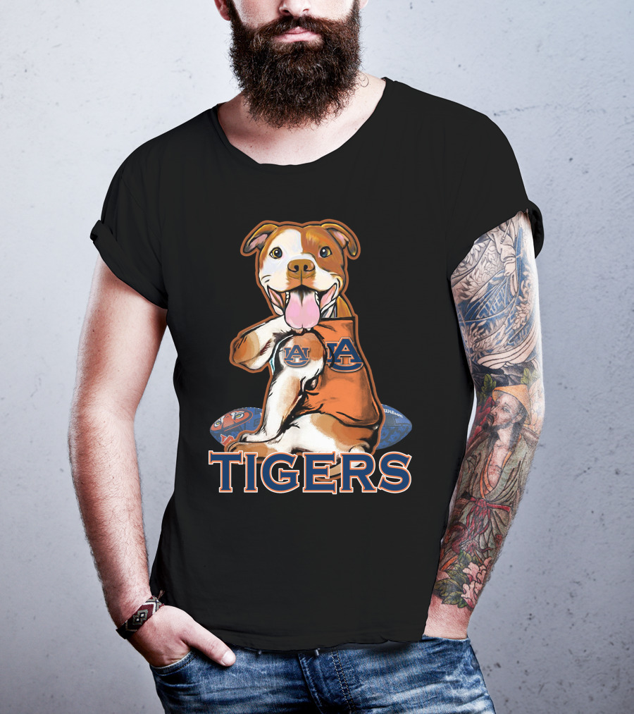 Pittbull Auburn Tigers AU Logo Football T-Shirt
