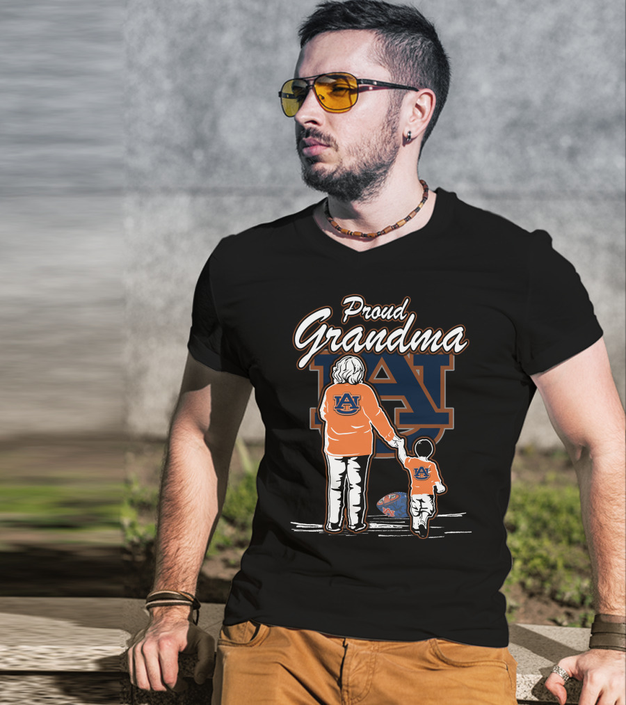 Proud Grandma Auburn Tigers Family Fan Football T-Shirt