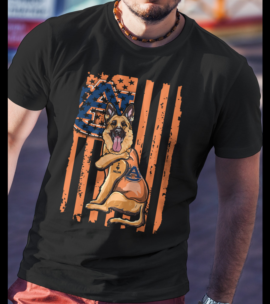 German Shepherd I Love Mom Auburn Tigers T-Shirt