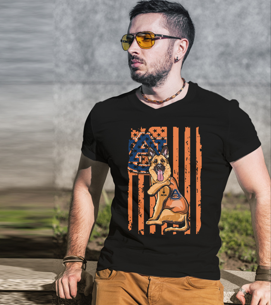 German Shepherd I Love Mom Auburn Tigers T-Shirt