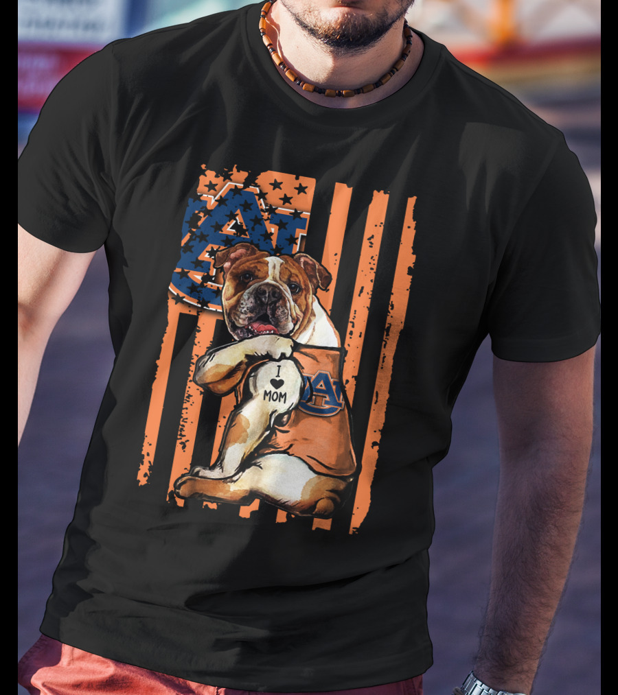 Bulldog Auburn Tigers I Love Mom T-Shirt