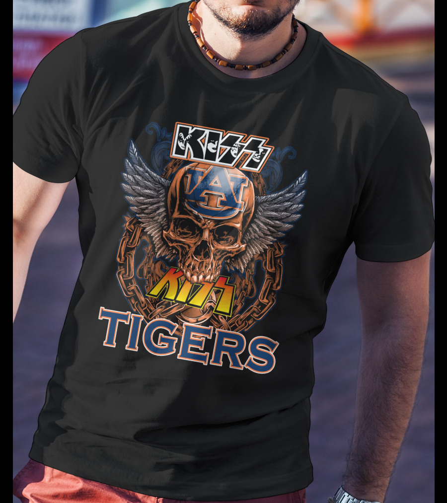 Kiss Auburn Tigers Skull Wings T-Shirt