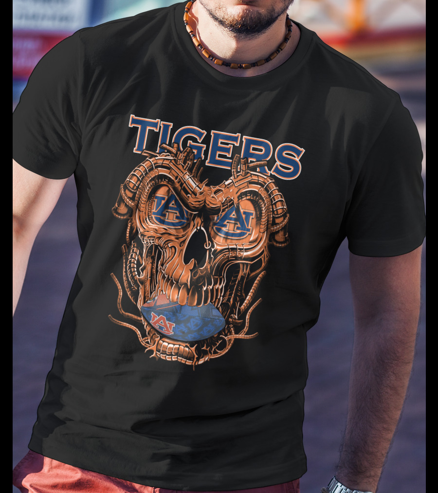Tigers Dragonskull Auburn Football T-Shirt