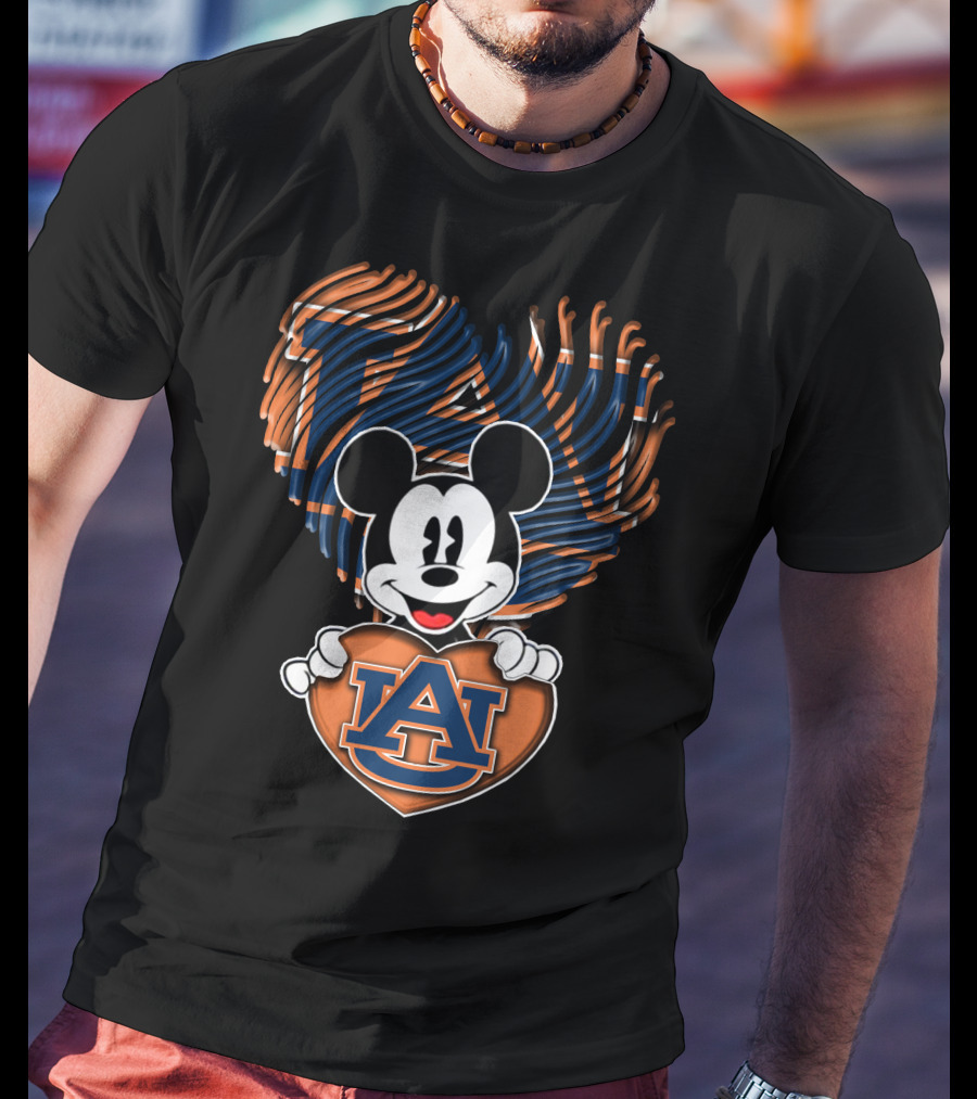Mickey Mouse Auburn Tigers Heart With Auburn University T-Shirt
