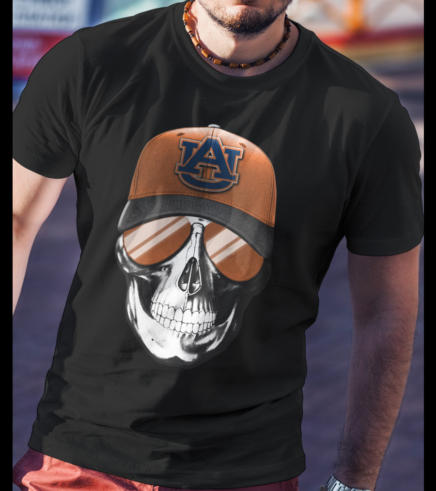 Auburn Tigers Skull With Cap And Sunglasses T-Shirt