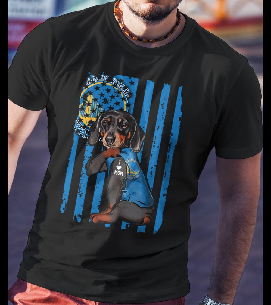 Golden State Warriors Dachshund I Love Mom T-Shirt