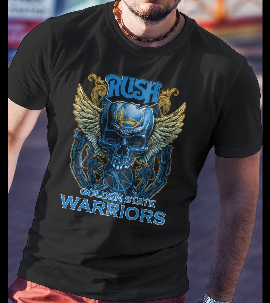 Rush Golden State Warriors Skull Wings Shield T-Shirt