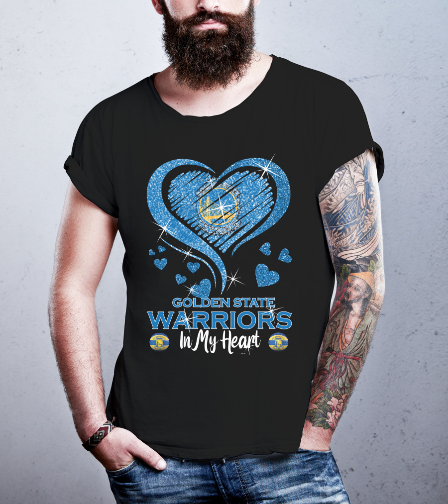 Golden State Warriors In My Heart Sparkling Love T-Shirt