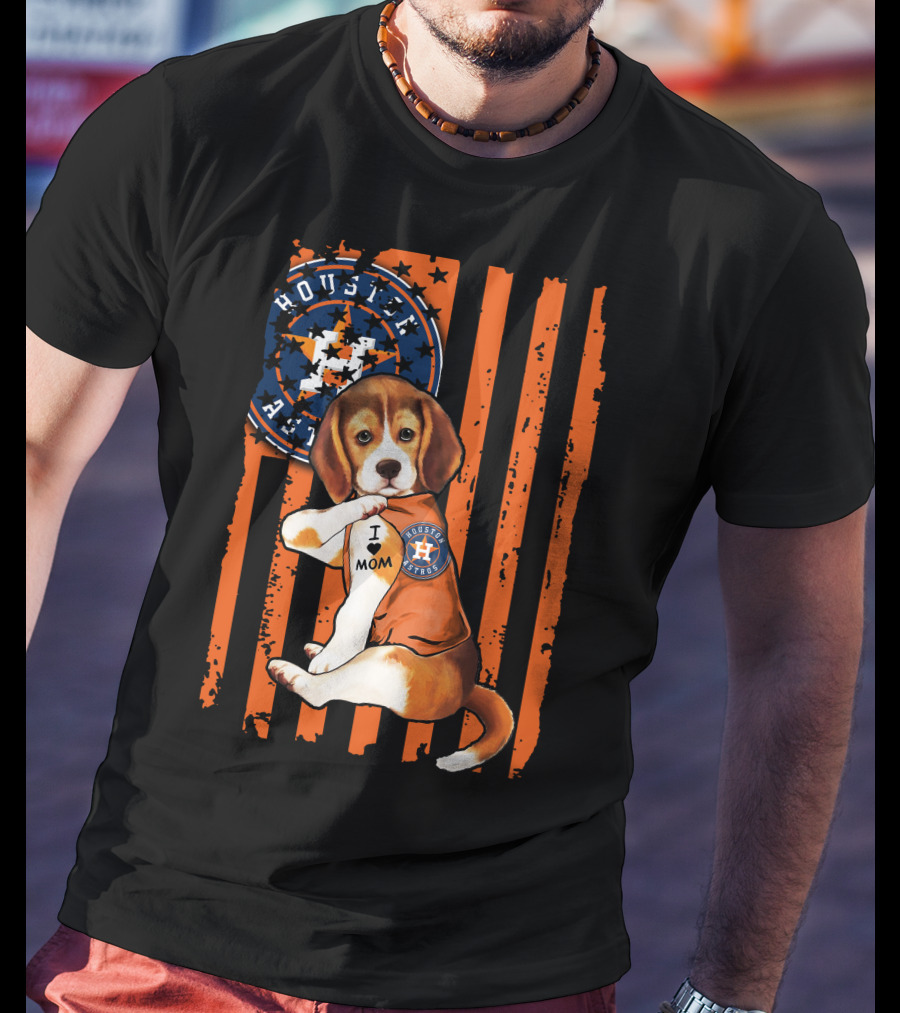 Houston Astros Beagle I Love Mom T-Shirt