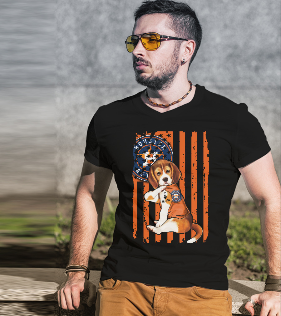Houston Astros Beagle I Love Mom T-Shirt