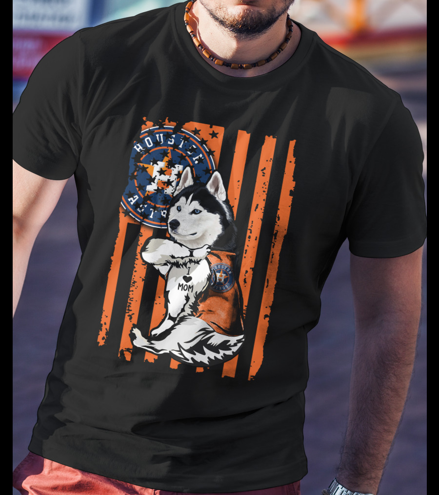Siberian Husky Houston Astros Mom Flag T-Shirt