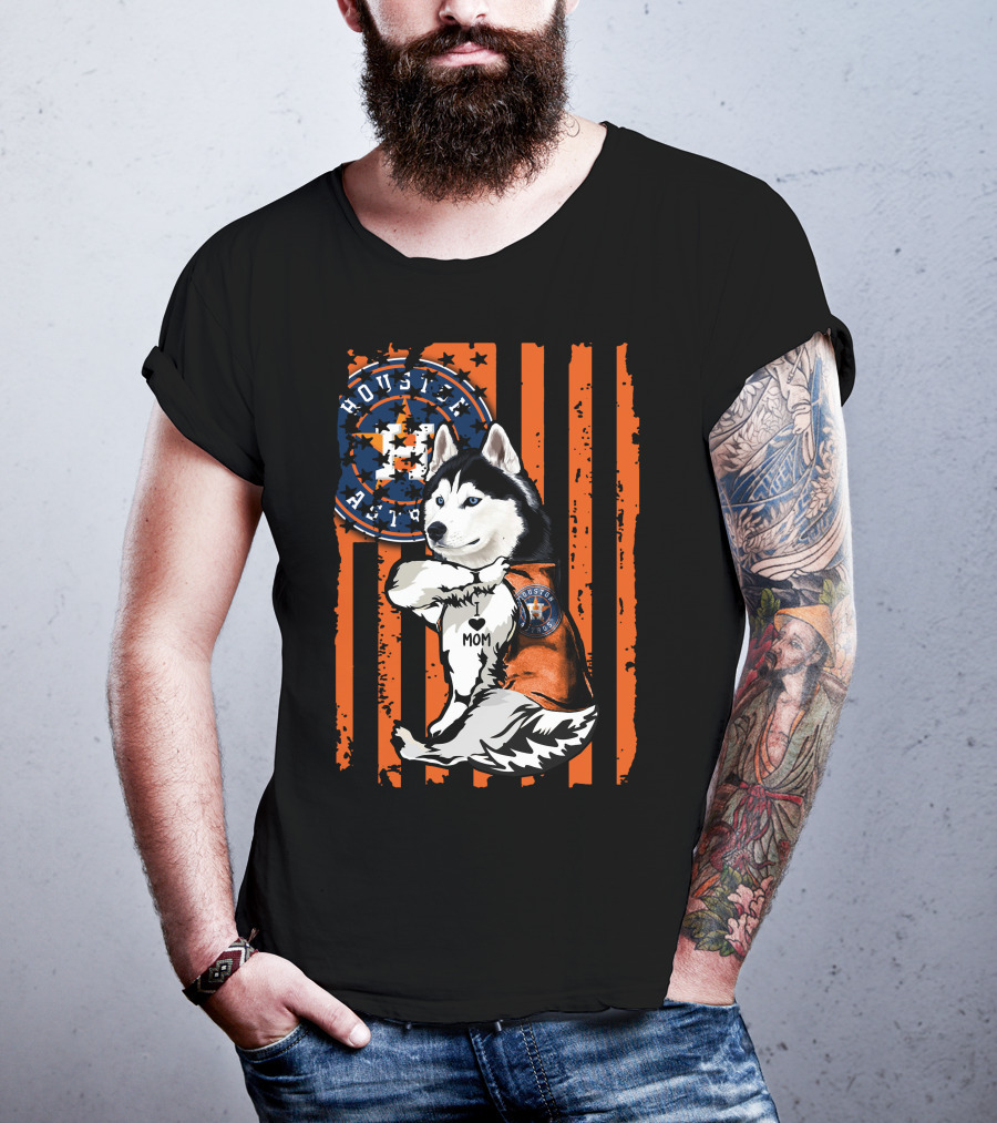 Siberian Husky Houston Astros Mom Flag T-Shirt