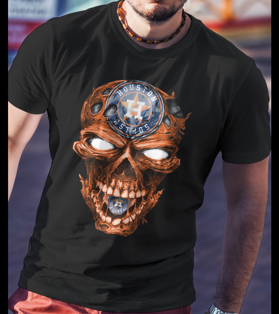 Houston Astros Skull Logo Grinning Baseball Fan T-Shirt