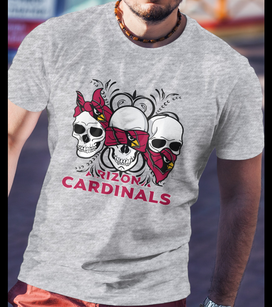 Arizona Cardinals Three Skulls Bandana T-Shirt