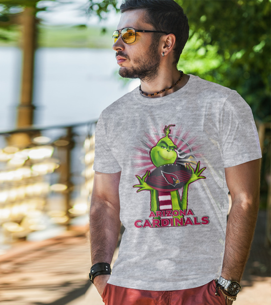 Grinch Holding Arizona Cardinals Football T-Shirt