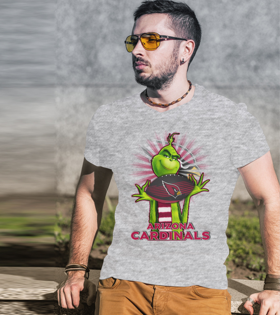Grinch Holding Arizona Cardinals Football T-Shirt