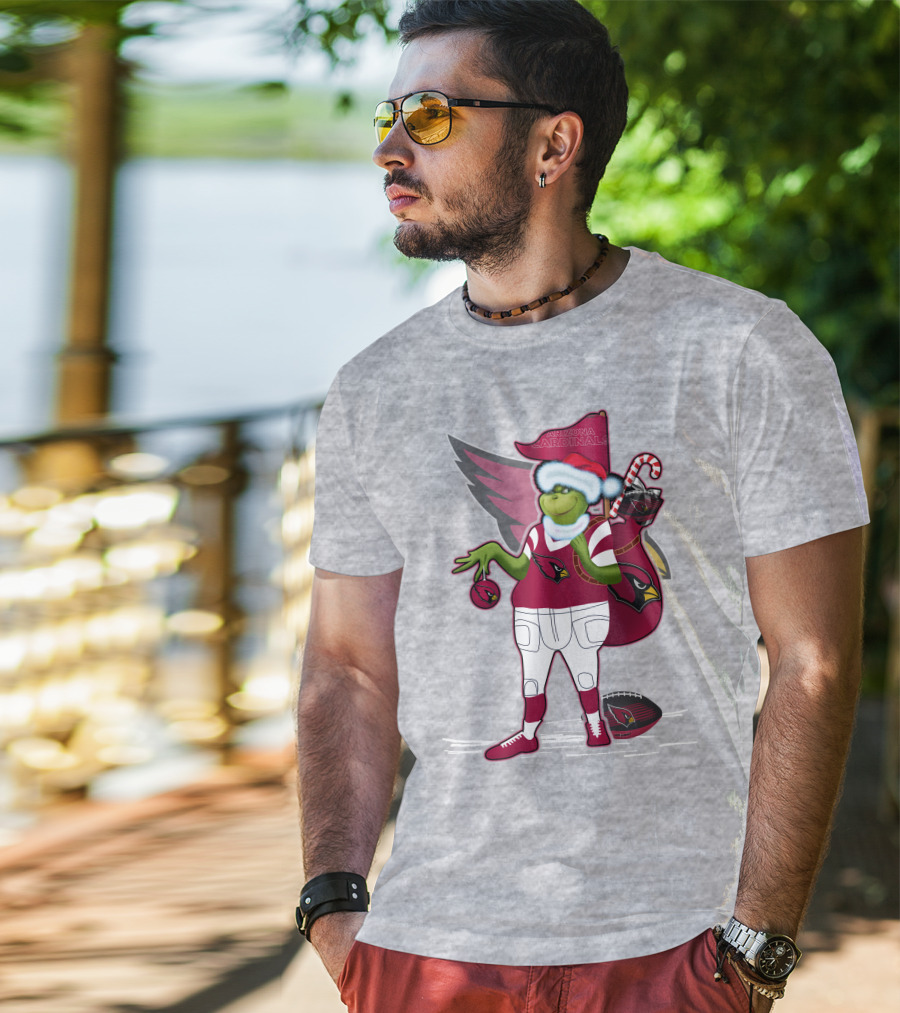 Grinchxmas Arizona Cardinals Christmas Football Fan Holiday Spirit T-Shirt