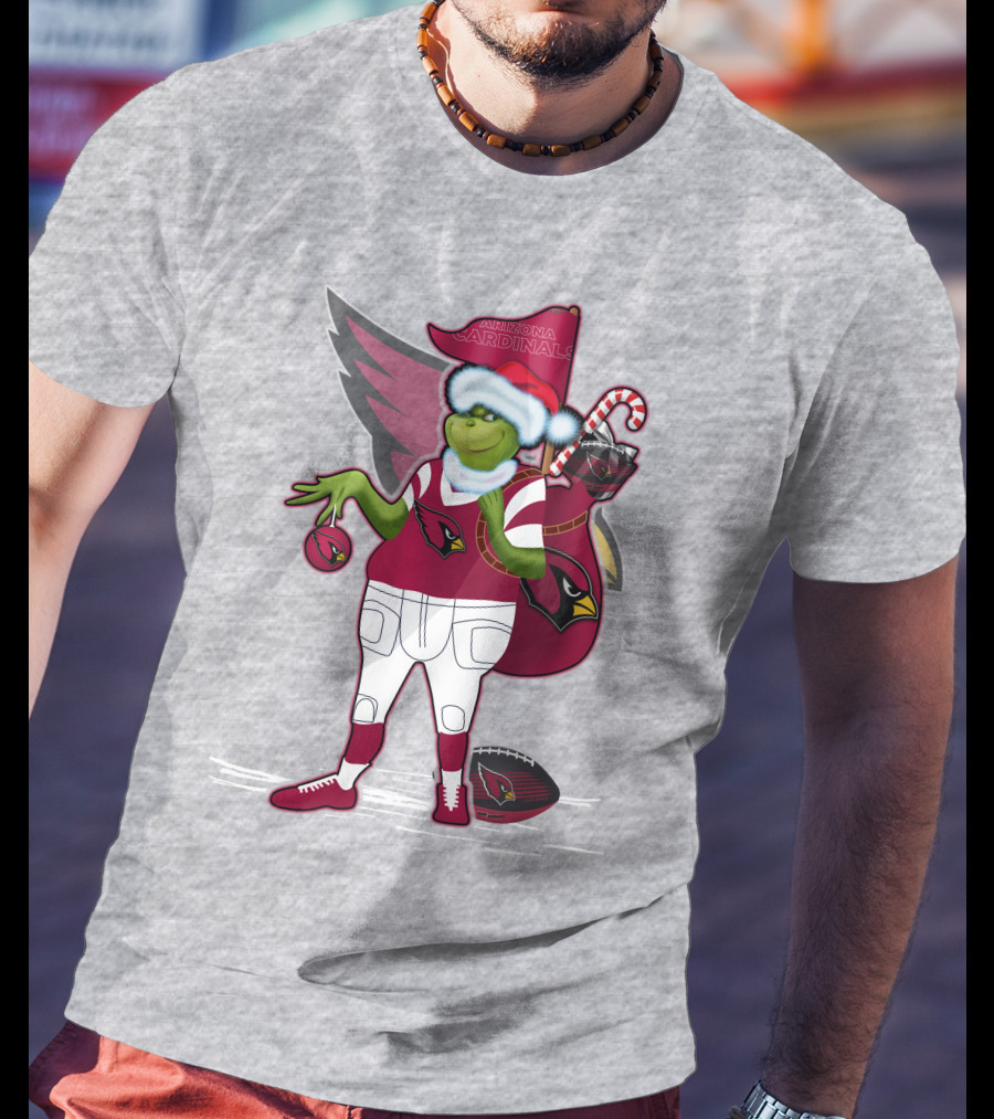 Grinchxmas Arizona Cardinals Christmas Football Fan Holiday Spirit T-Shirt