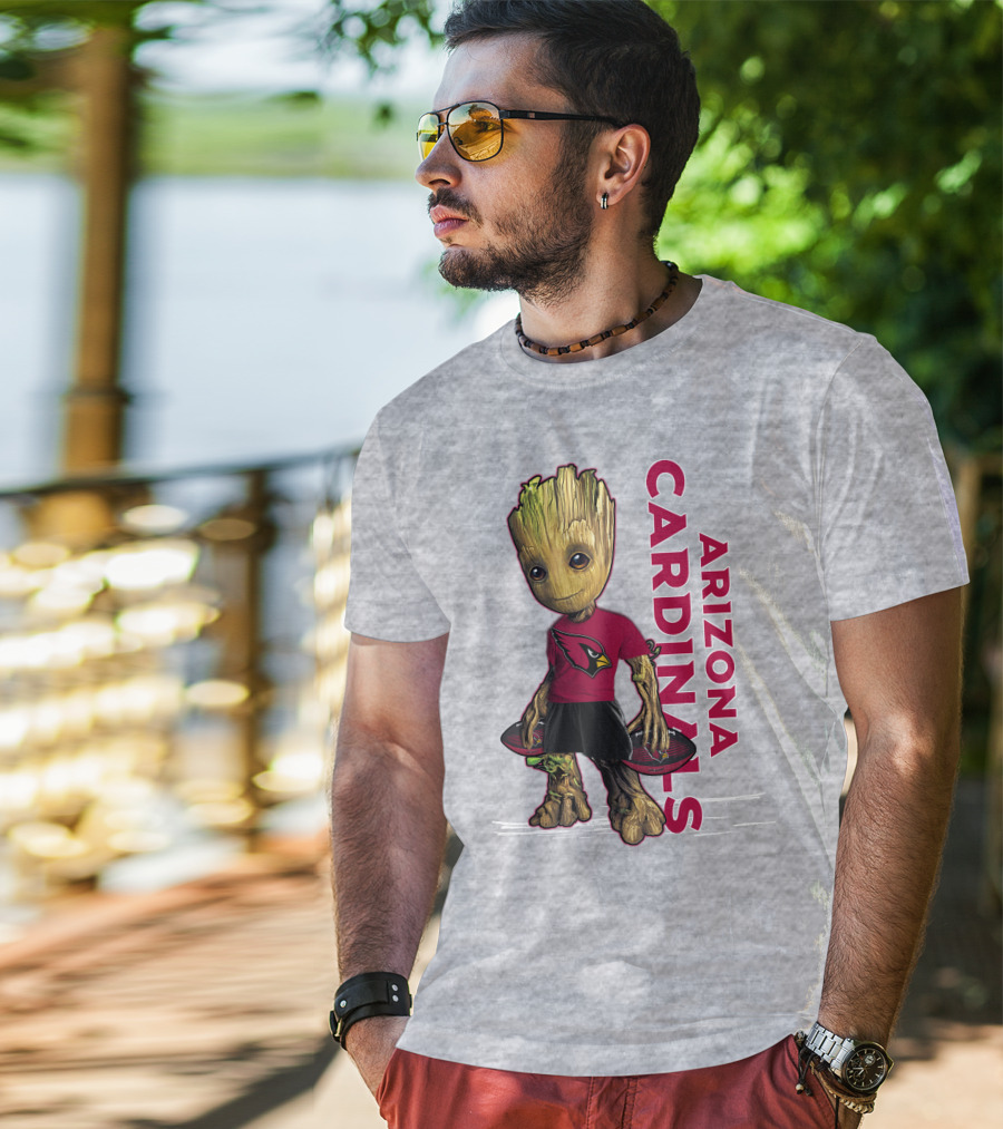 Groot Arizona Cardinals NFL Fan Art With Team Logo And Character T-Shirt