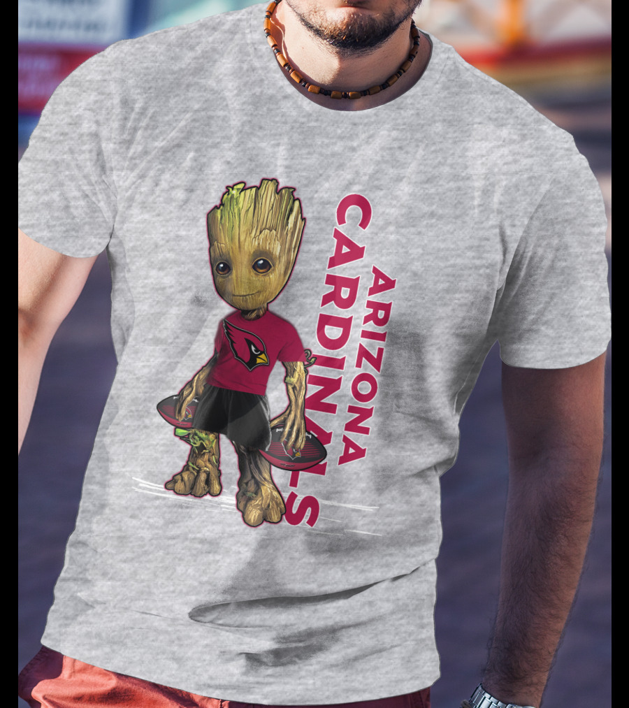 Groot Arizona Cardinals NFL Fan Art With Team Logo And Character T-Shirt