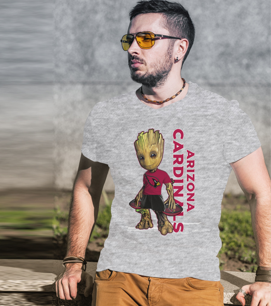 Groot Arizona Cardinals NFL Fan Art With Team Logo And Character T-Shirt