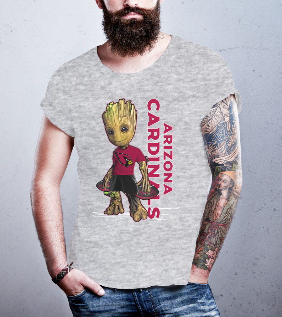 Groot Arizona Cardinals NFL Fan Art With Team Logo And Character T-Shirt