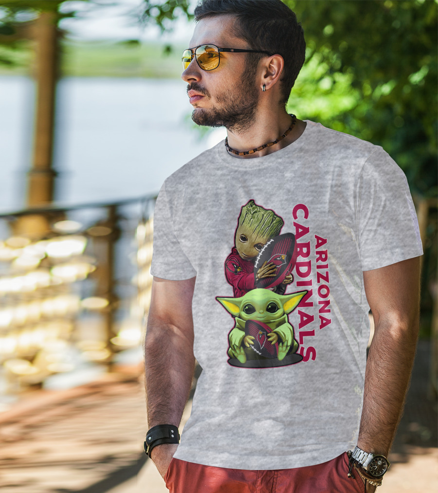 Grzd Arizona Cardinals Groot Baby Yoda Football T-Shirt