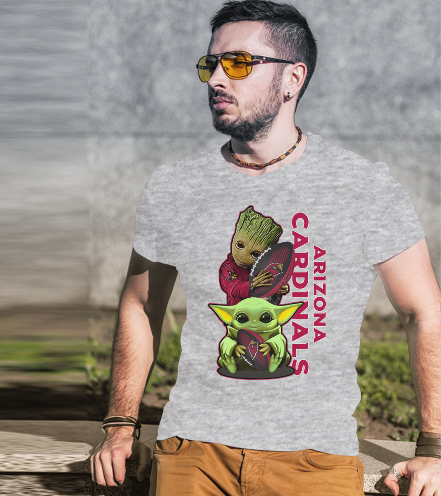 Grzd Arizona Cardinals Groot Baby Yoda Football T-Shirt