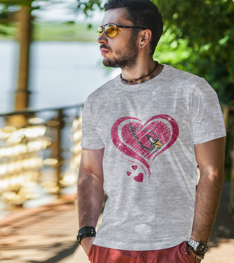 Heart Diamond Arizona Cardinals Sparkle Emblem T-Shirt