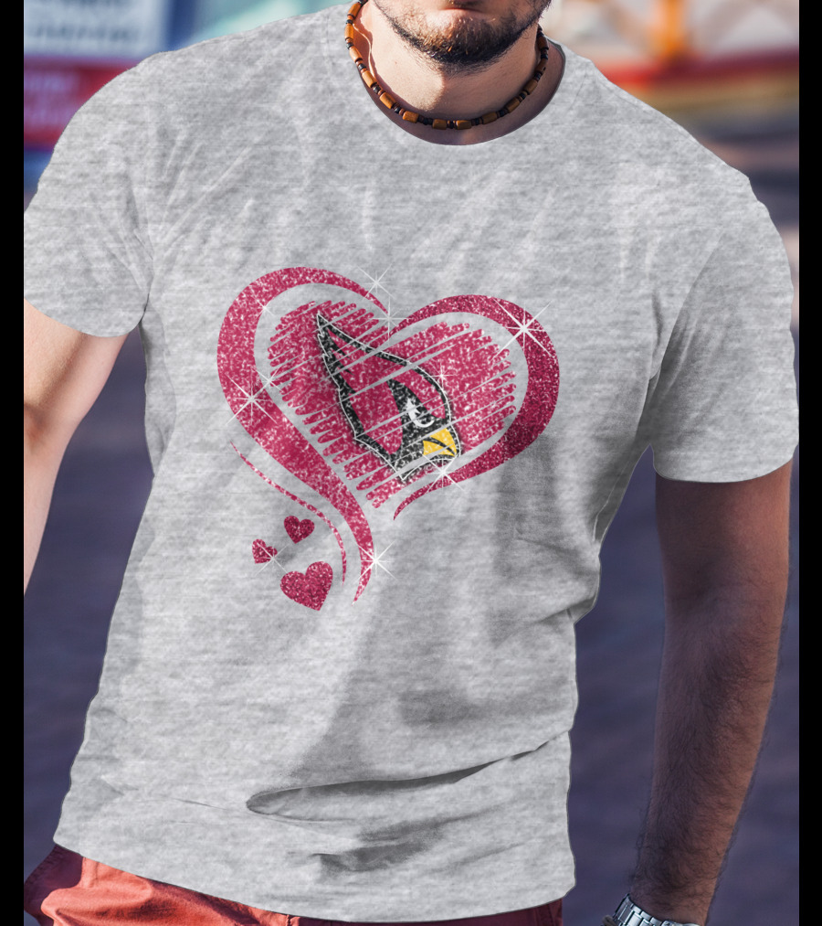 Heart Diamond Arizona Cardinals Sparkle Emblem T-Shirt