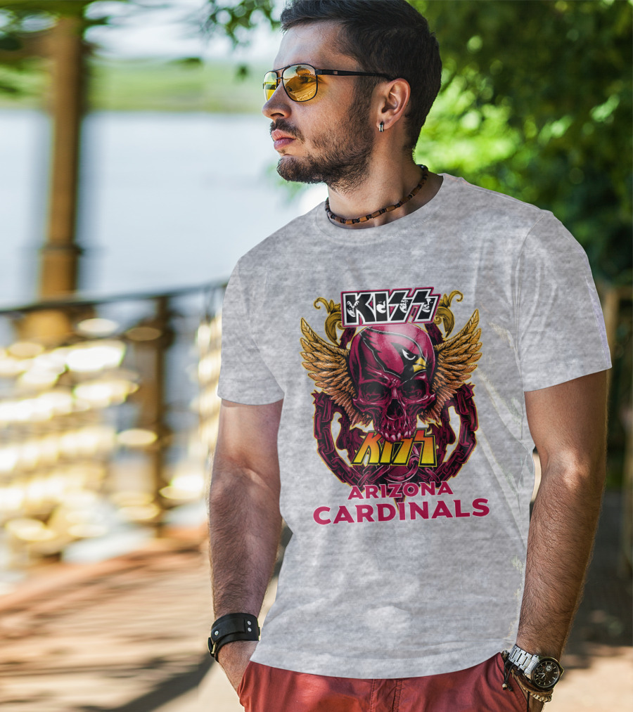 Kiss Arizona Cardinals Skull Wings T-Shirt