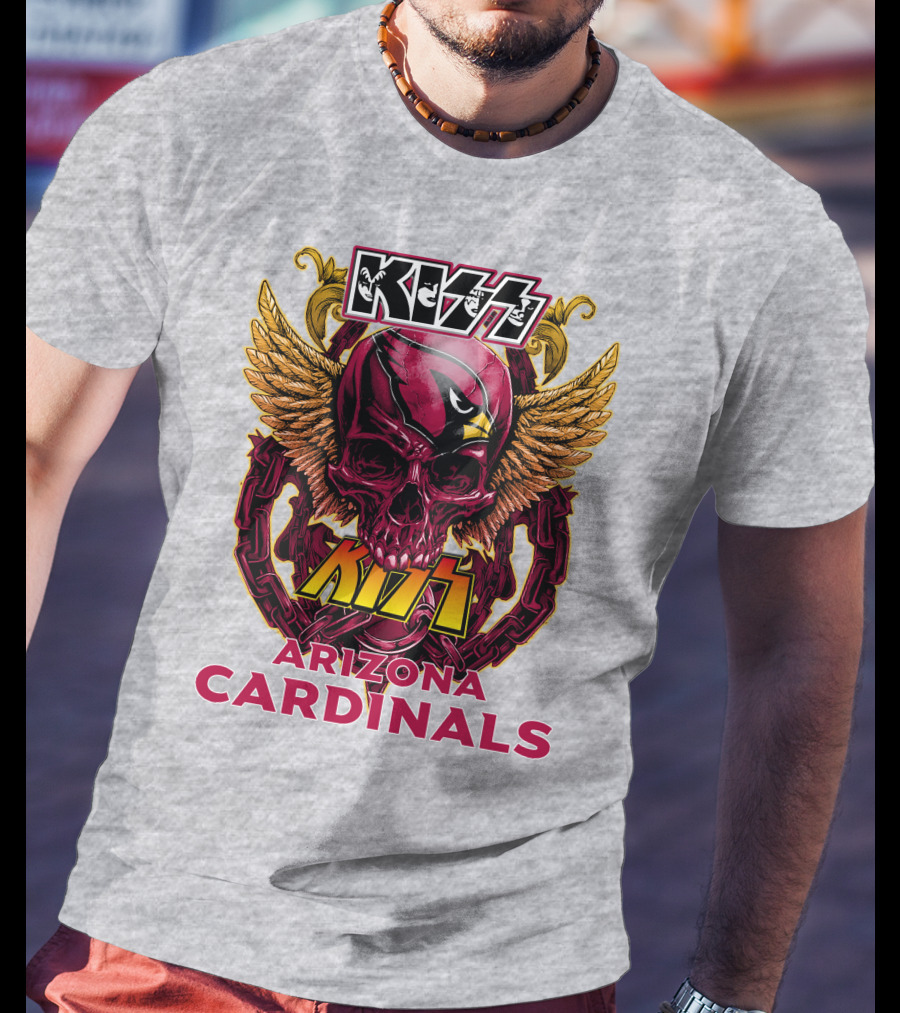 Kiss Arizona Cardinals Skull Wings T-Shirt