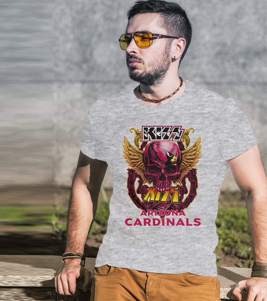 Kiss Arizona Cardinals Skull Wings T-Shirt