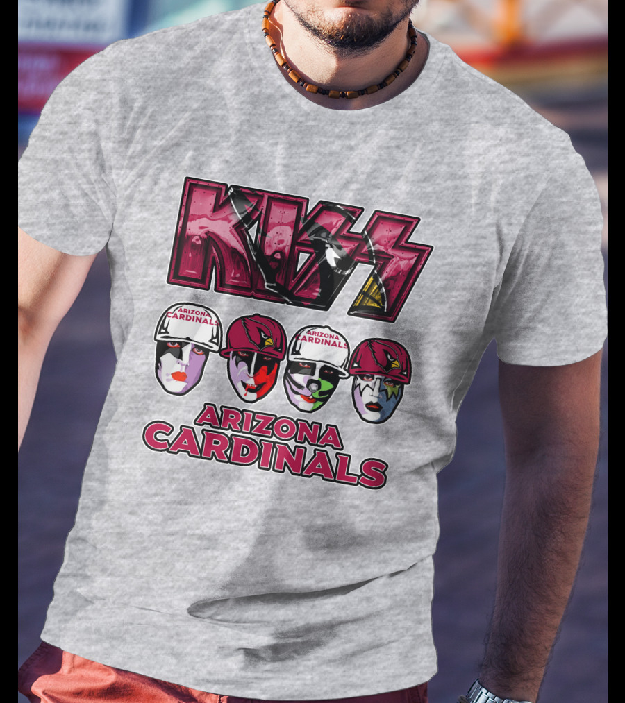 Kiss Arizona Cardinals Rock Band Helmet Faces T-Shirt