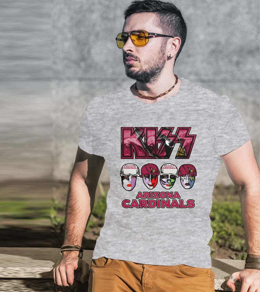 Kiss Arizona Cardinals Rock Band Helmet Faces T-Shirt