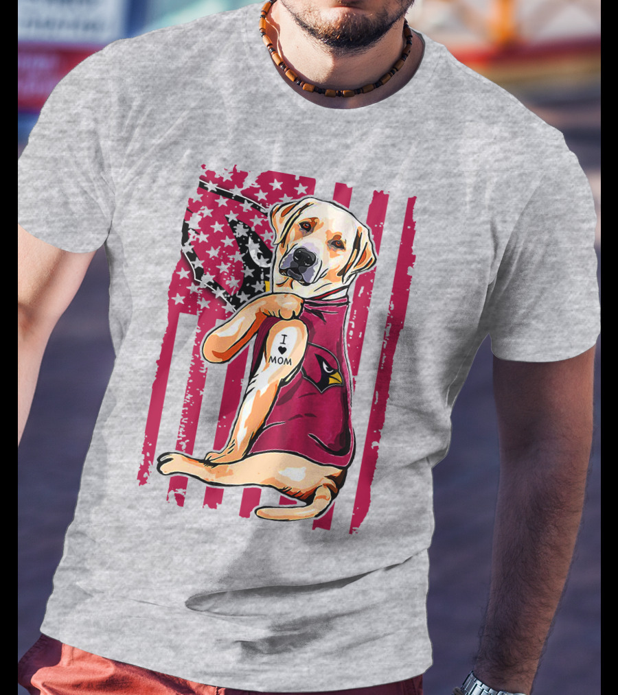 Labrador Retriever I Love Mom Arizona Cardinals Fan T-Shirt