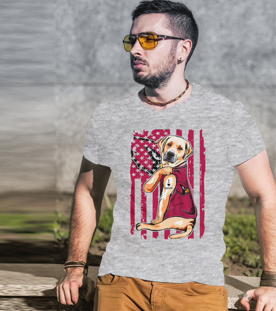 Labrador Retriever I Love Mom Arizona Cardinals Fan T-Shirt