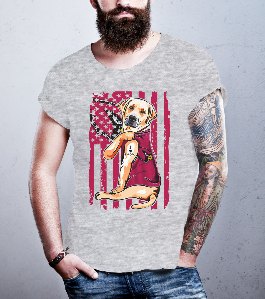 Labrador Retriever I Love Mom Arizona Cardinals Fan T-Shirt