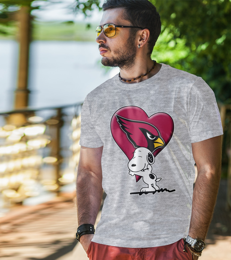 Snoopy Hugging Arizona Cardinals Heart T-Shirt
